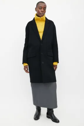 Black Wool Button Down Coat