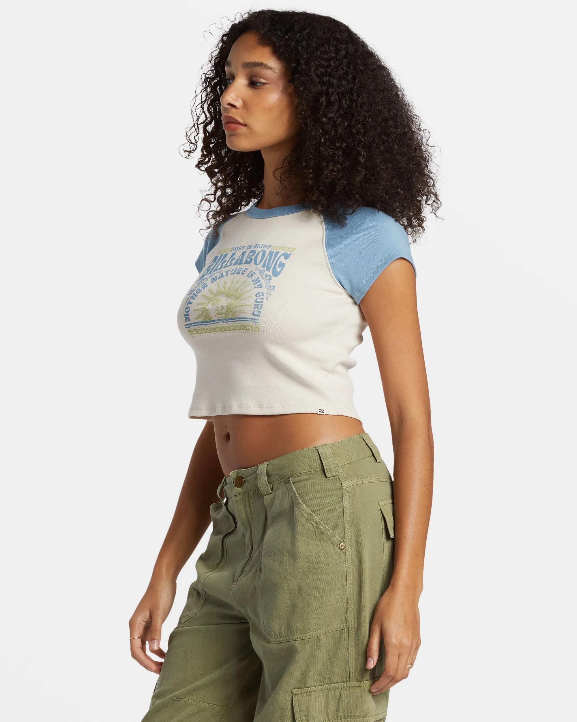 Blissed Cropped Raglan T-Shirt - Blue Shadow