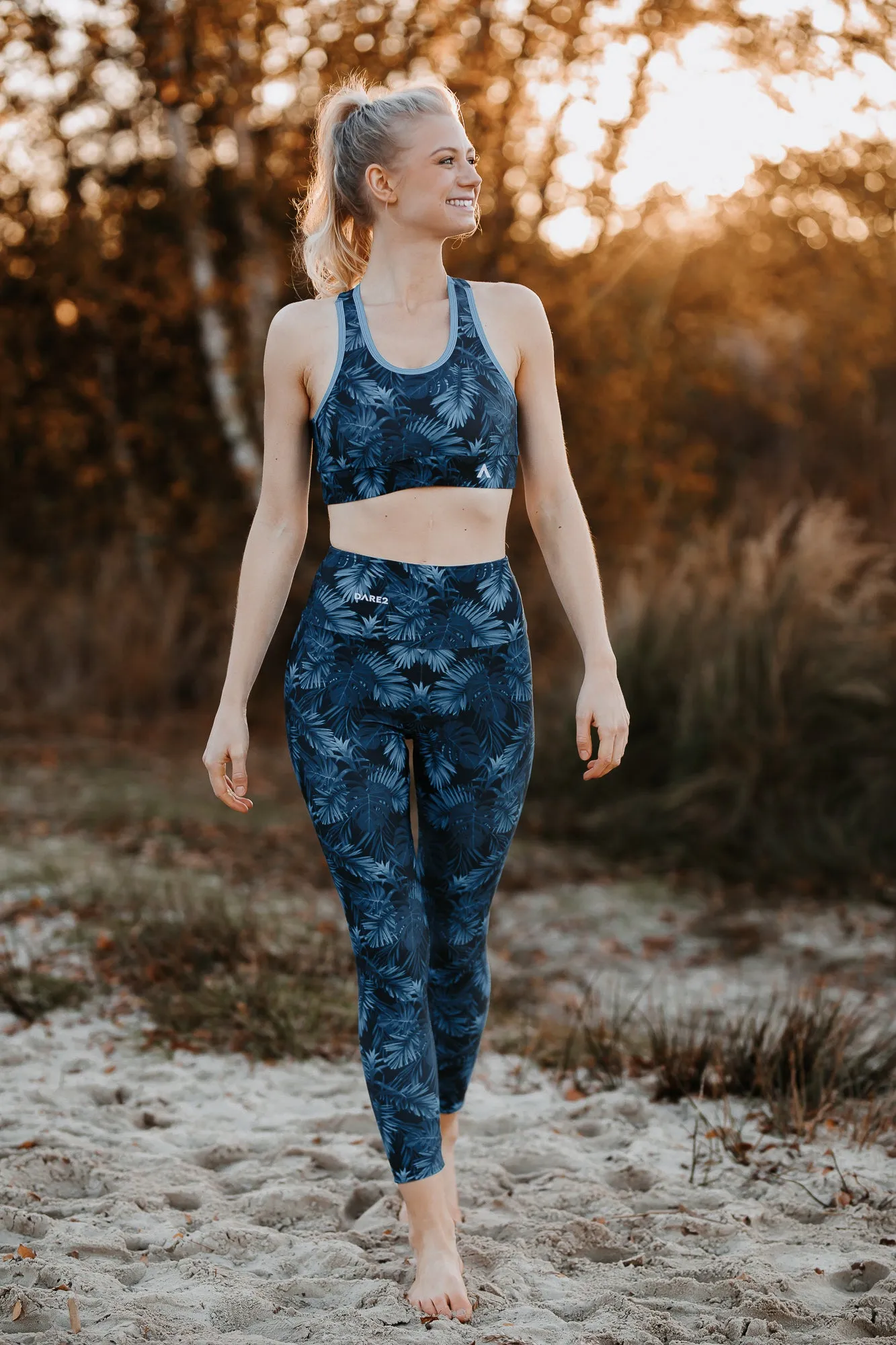 Blue Palm Trees High-Waisted Tights