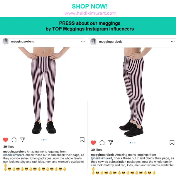 Blue Tiger Men's Leggings, Tiger Stripe Animal Print Meggings Compression Tights-Made in USA/EU