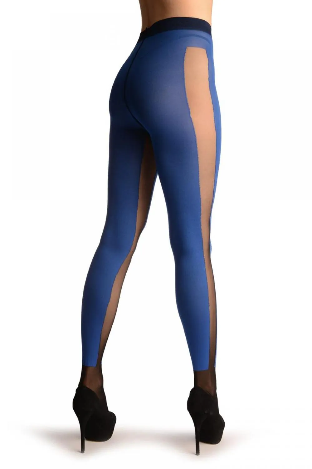 Blue Yoga Tights With Black Stripe & Socks