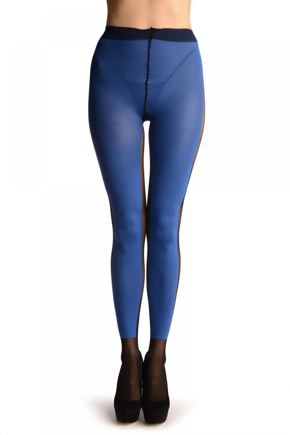 Blue Yoga Tights With Black Stripe & Socks