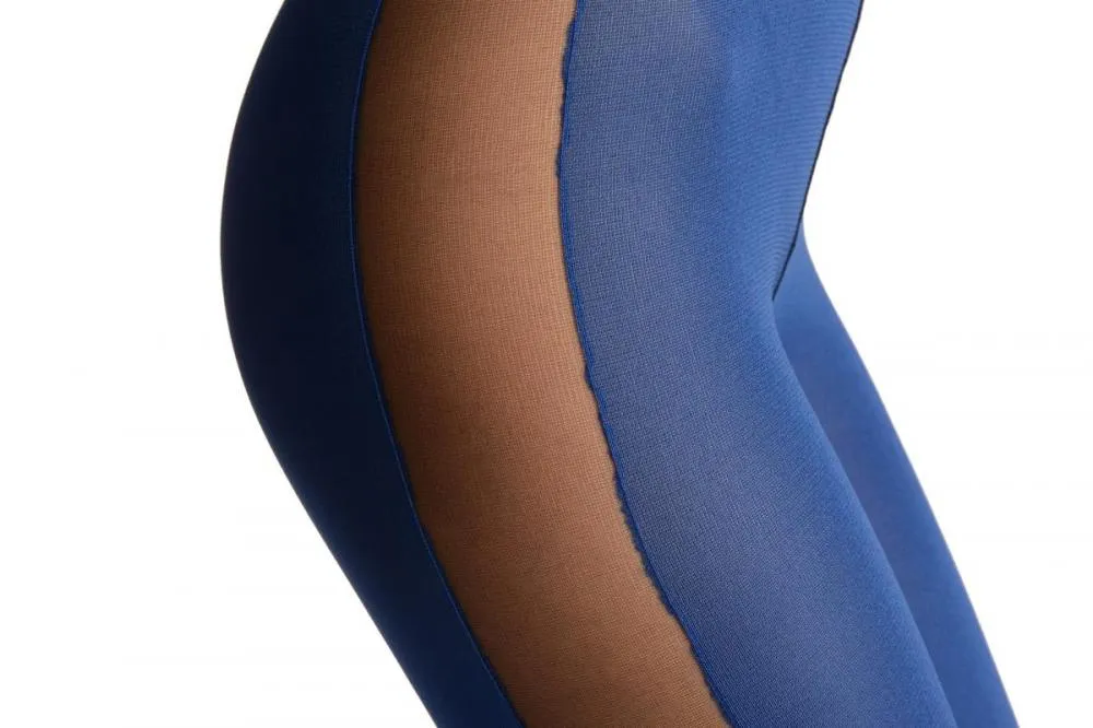 Blue Yoga Tights With Black Stripe & Socks