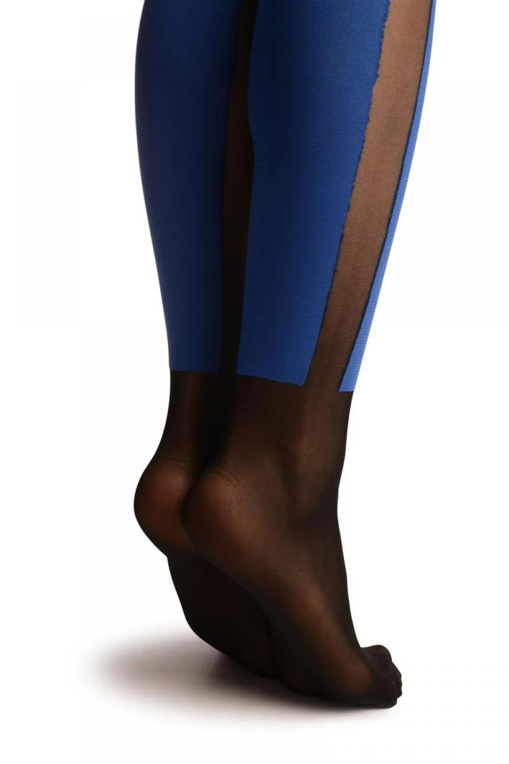 Blue Yoga Tights With Black Stripe & Socks