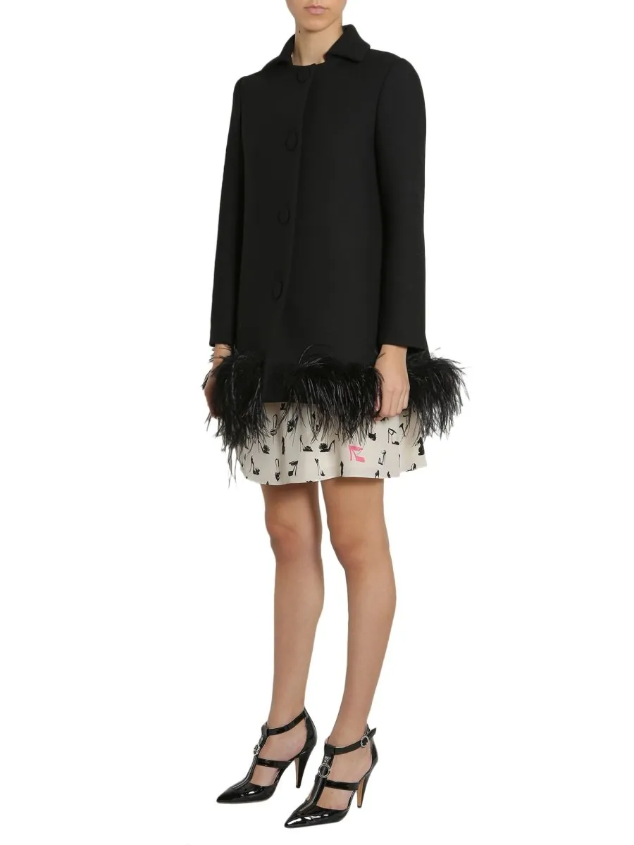 Boutique Moschino Ostrich Trimmed Coat