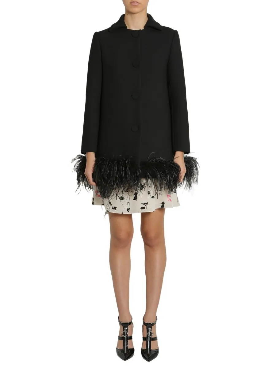 Boutique Moschino Ostrich Trimmed Coat