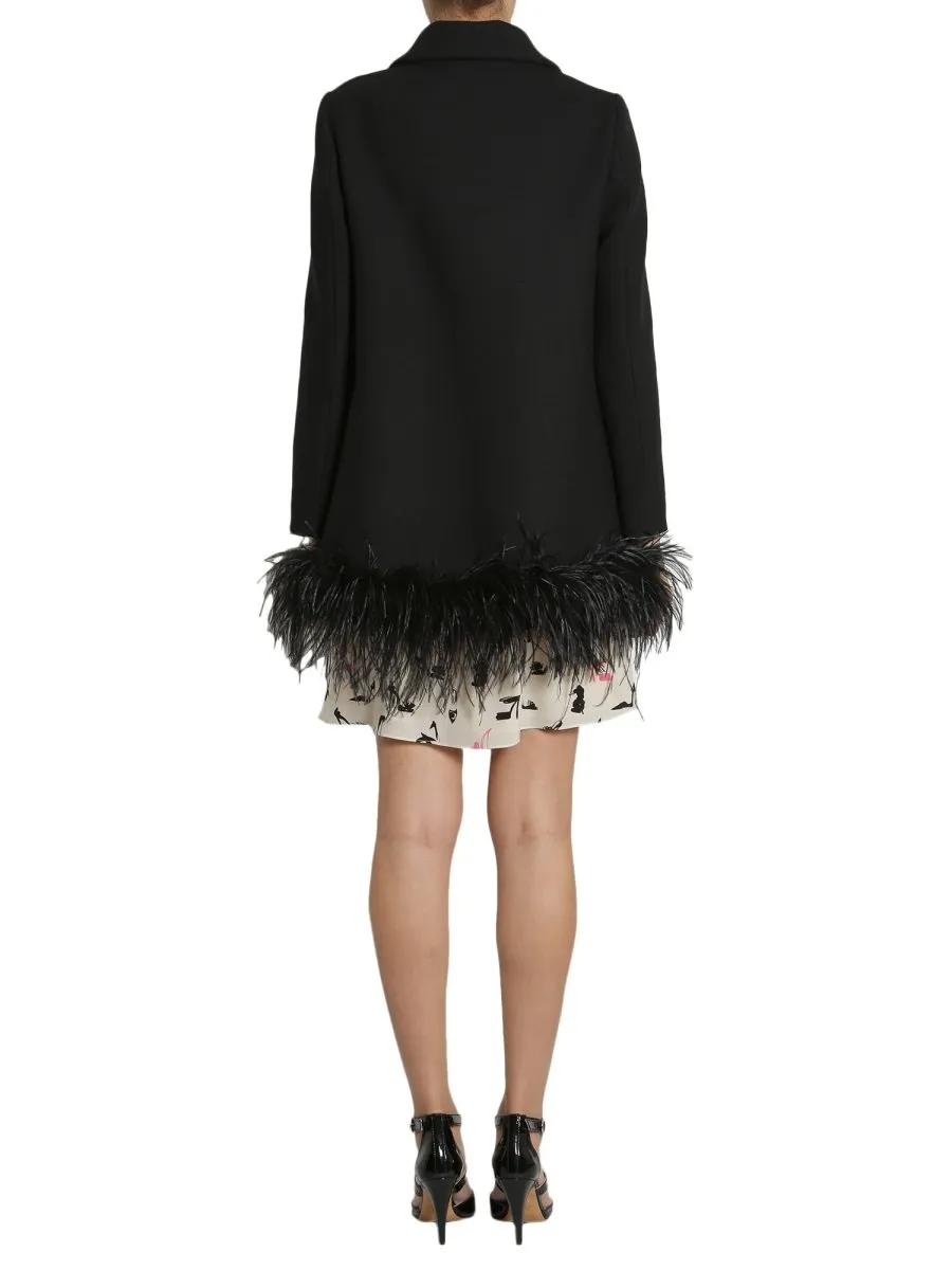 Boutique Moschino Ostrich Trimmed Coat