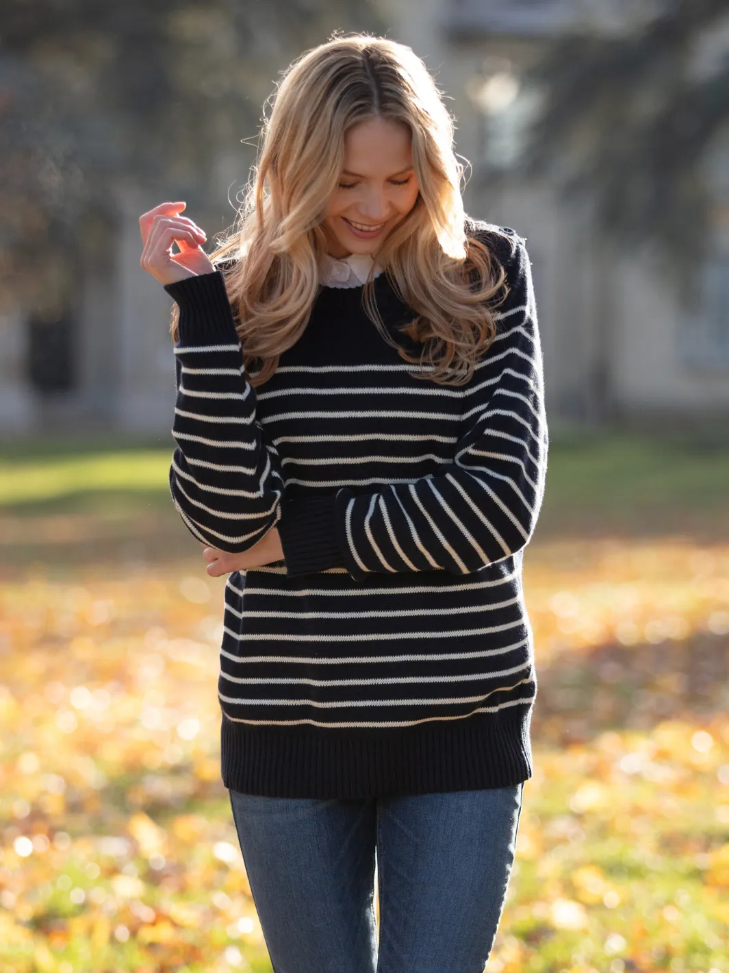 Breton Stripe Sweatshirt - Navy