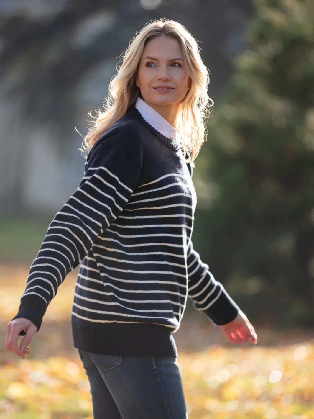 Breton Stripe Sweatshirt - Navy