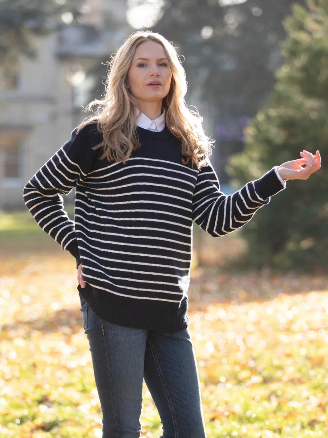 Breton Stripe Sweatshirt - Navy