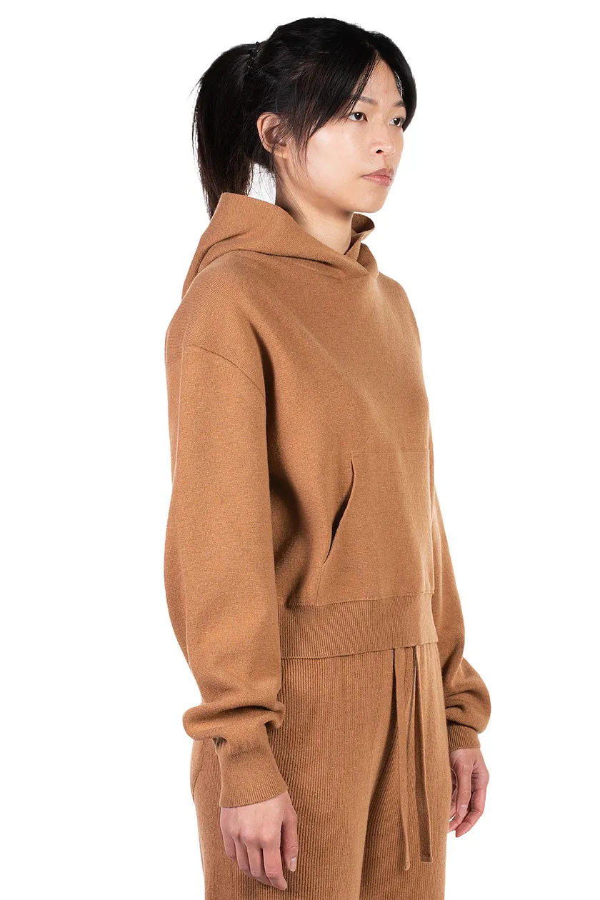 Camel Cashmere Blend Knit Hoodie