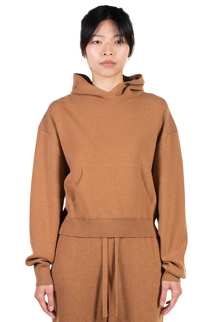 Camel Cashmere Blend Knit Hoodie