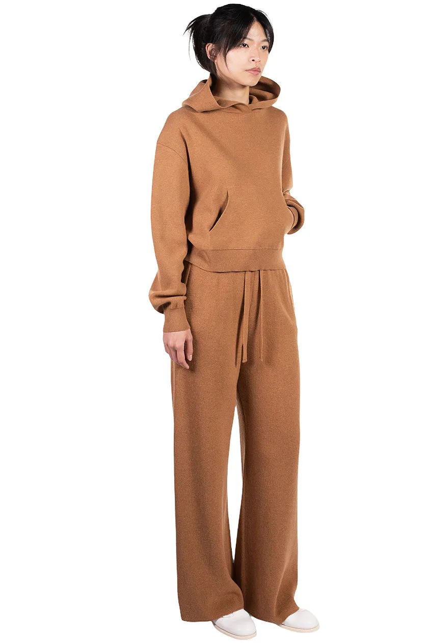 Camel Cashmere Blend Knit Hoodie