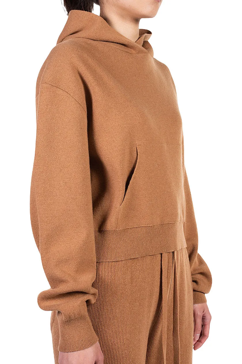 Camel Cashmere Blend Knit Hoodie