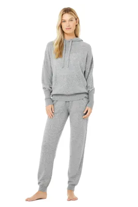 Cashmere Jet Set Hoodie & High-Waist Pant Set - Dove Grey Heather