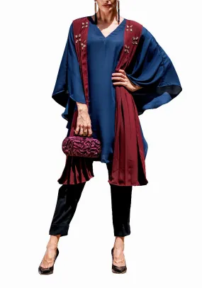 Cheryl - Navy Blue and Maroon Tunic