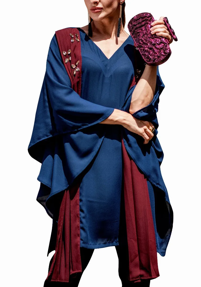 Cheryl - Navy Blue and Maroon Tunic