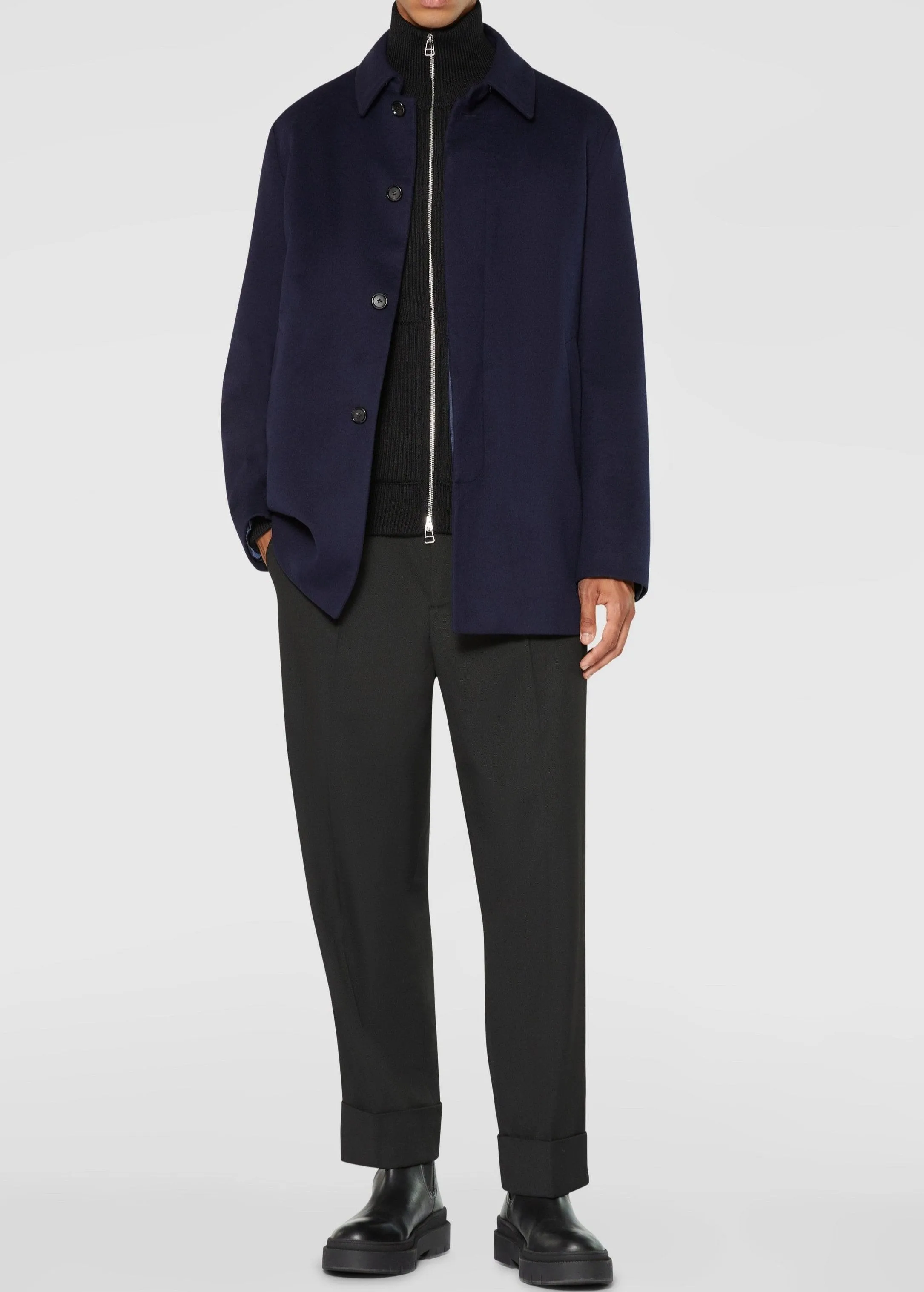 Coat with detachable down interior in Loro Piana® cashmere
