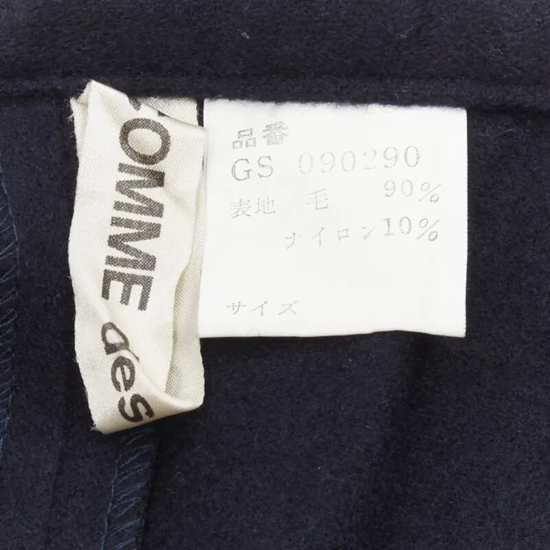 COMME DES GARCONS 1980s Vintage blue wool angular pocket layered hem skirt S