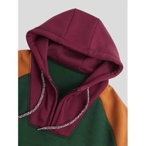 Cool Streetwear Color Block Patchwork Hoodie