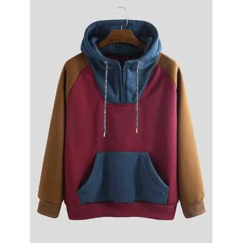 Cool Streetwear Color Block Patchwork Hoodie