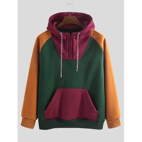Cool Streetwear Color Block Patchwork Hoodie