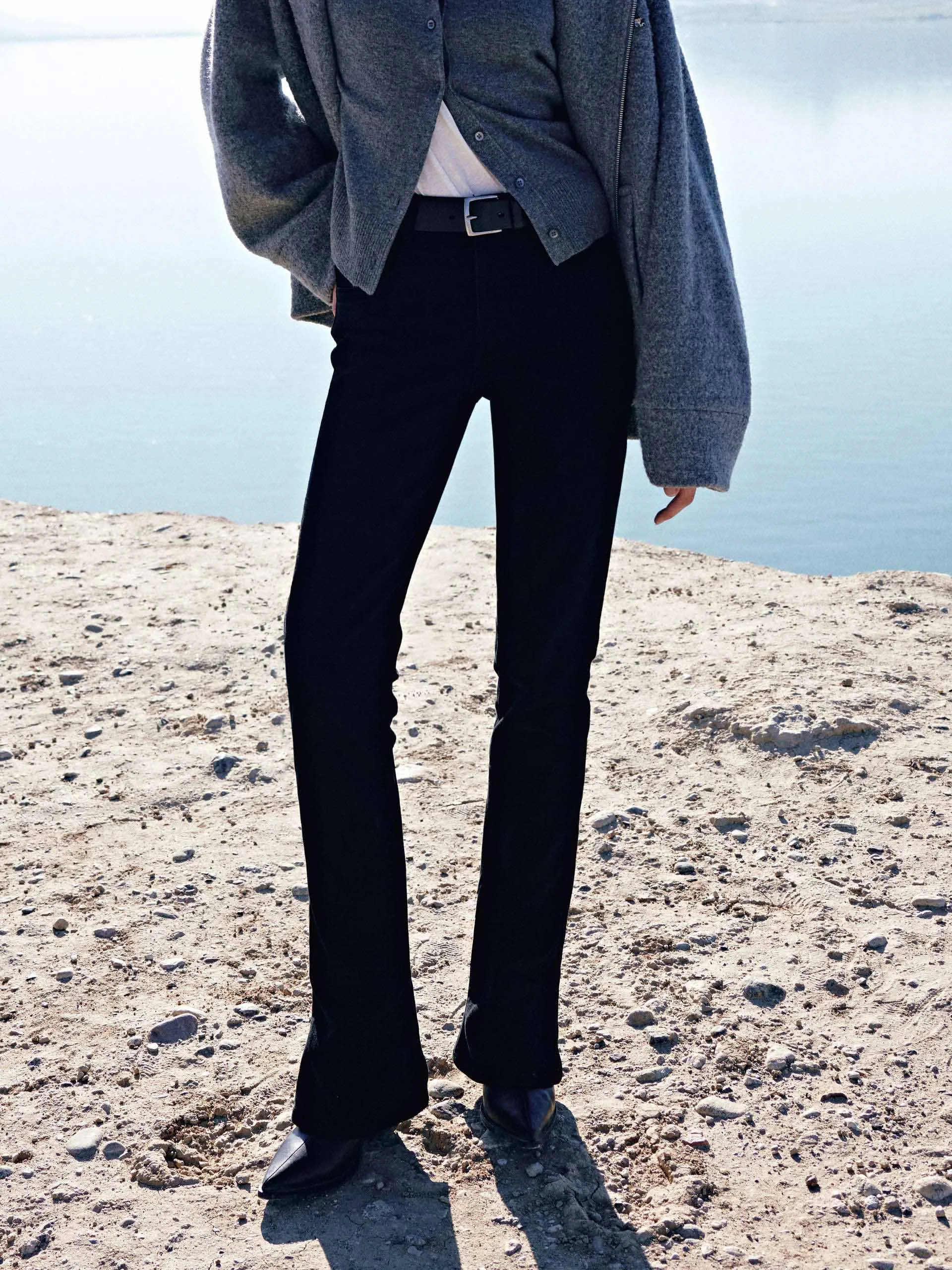 Cotton Blend Flared Jeans