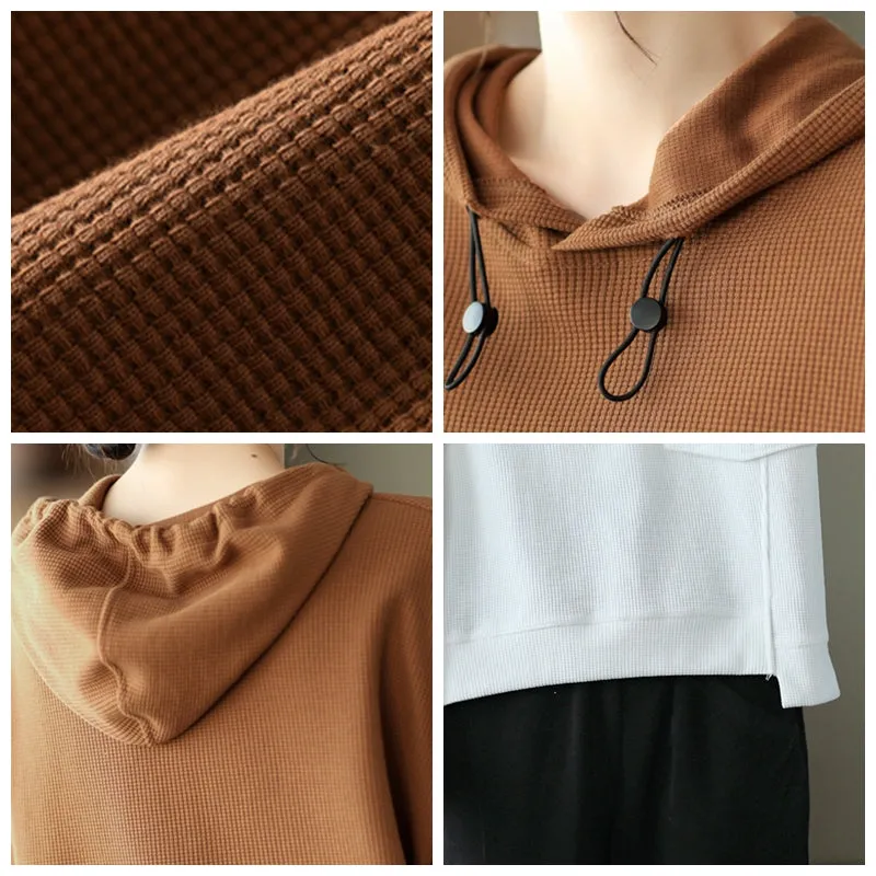 Cotton Hooded Fleece, Loose Hoodies for Women, Long Sleeve Pullover Hoodie