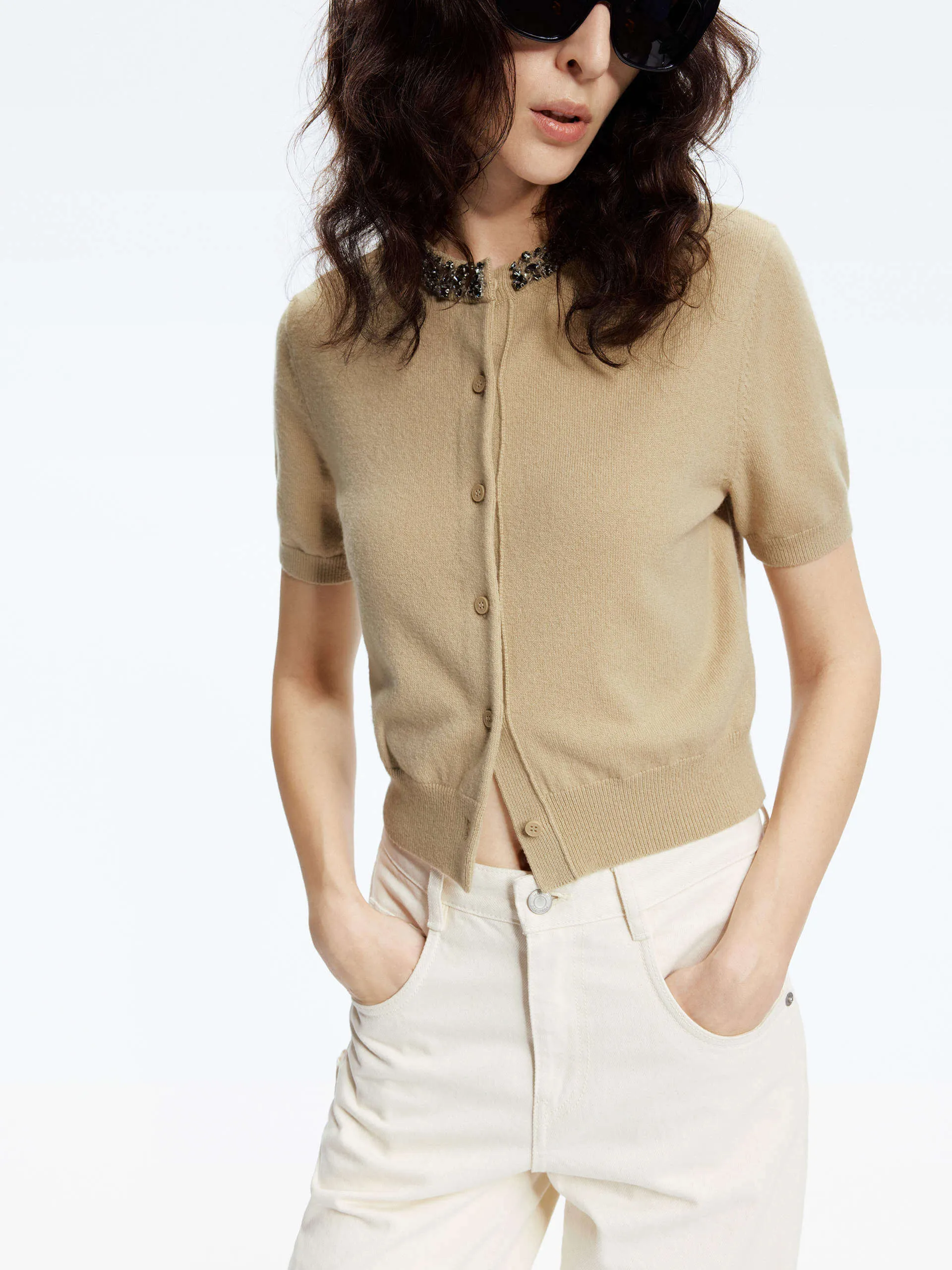 Crystal Detail Knit Cardigan