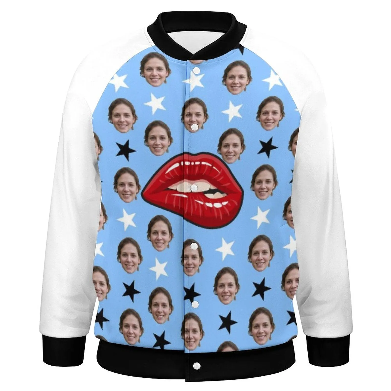 Custom Face Couple Lip Women/Men's Bomber Jacket Unisex Outerwear