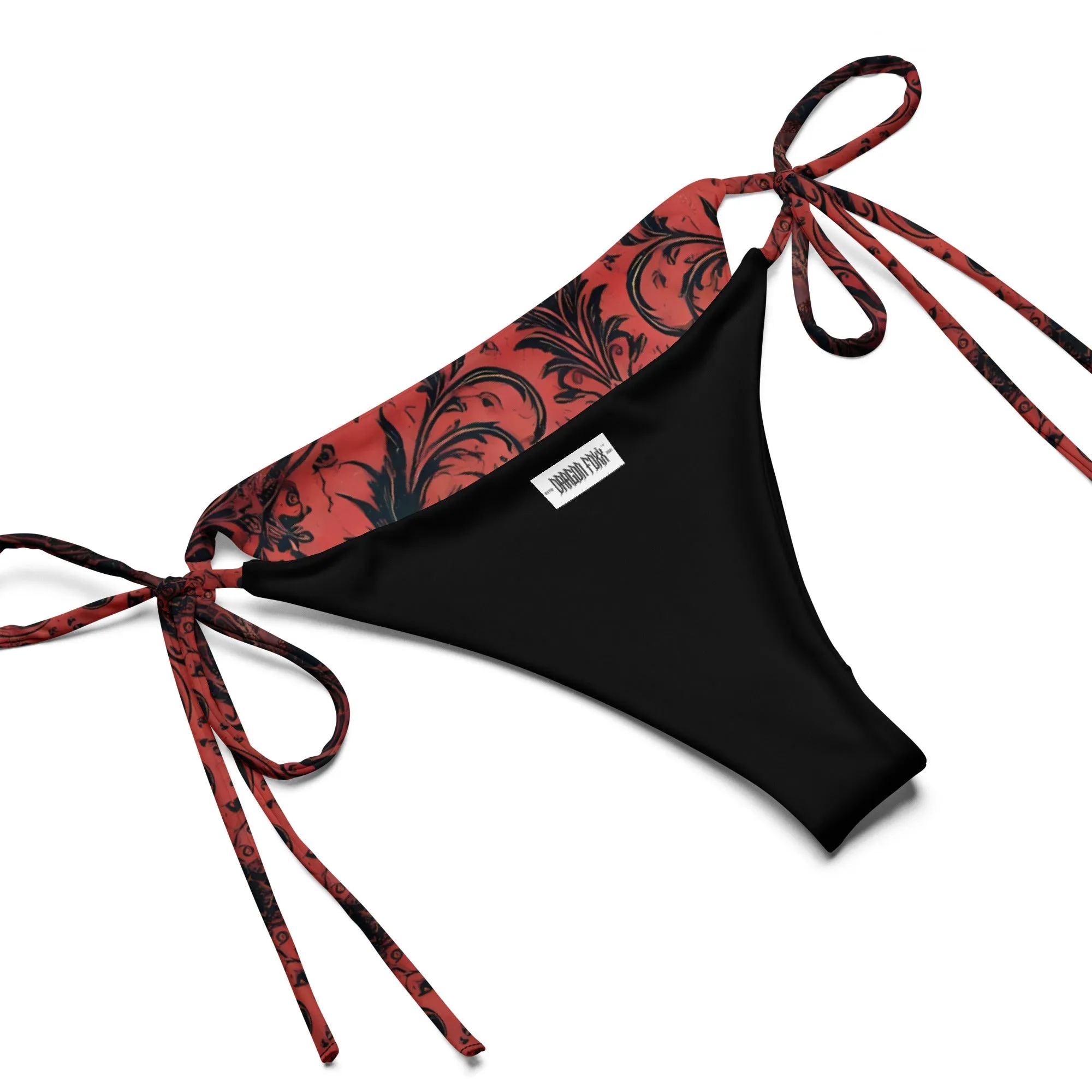 Dark Bloom - Red and Black Floral Eco String Bikini