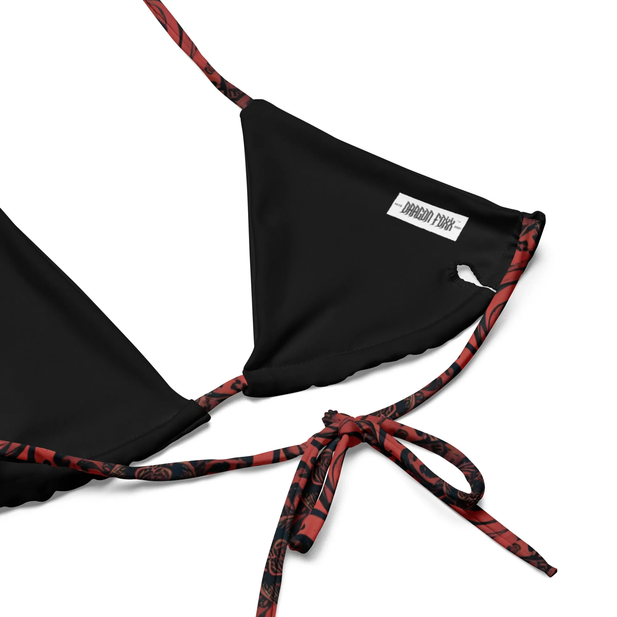 Dark Bloom - Red and Black Floral Eco String Bikini