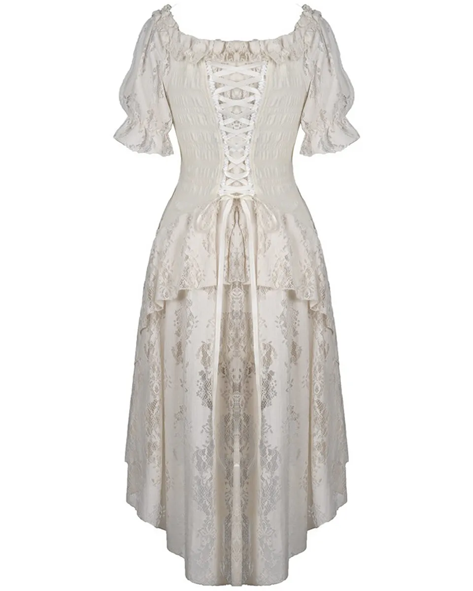 Dark In Love Wildwinde Steampunk Dress - Vintage Off-White/Cream