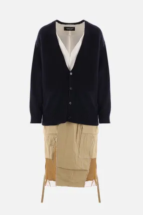 destructured coat in a mix of materias
