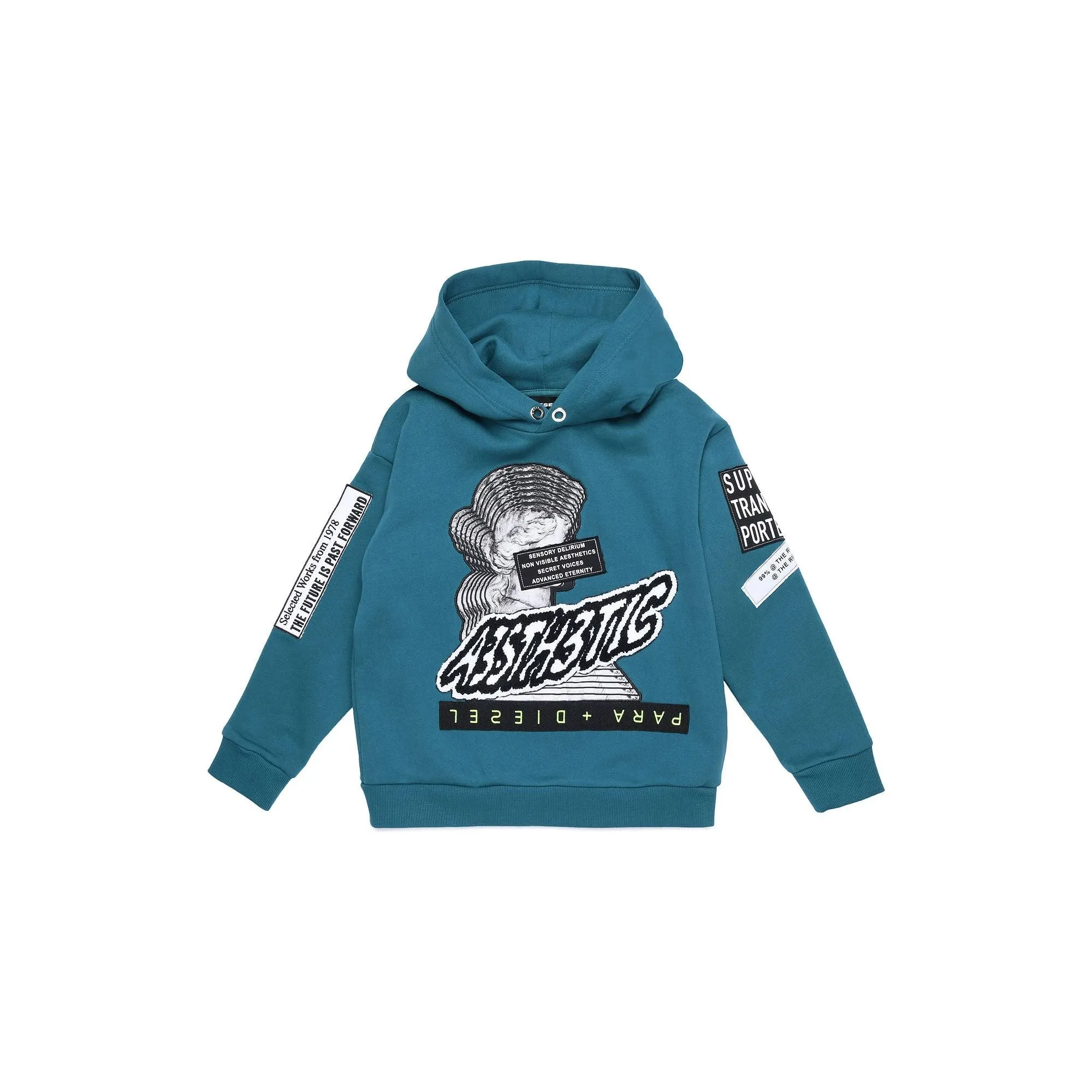 Diesel Boys Turquoise Long Sleeve Asthetic Hoodie