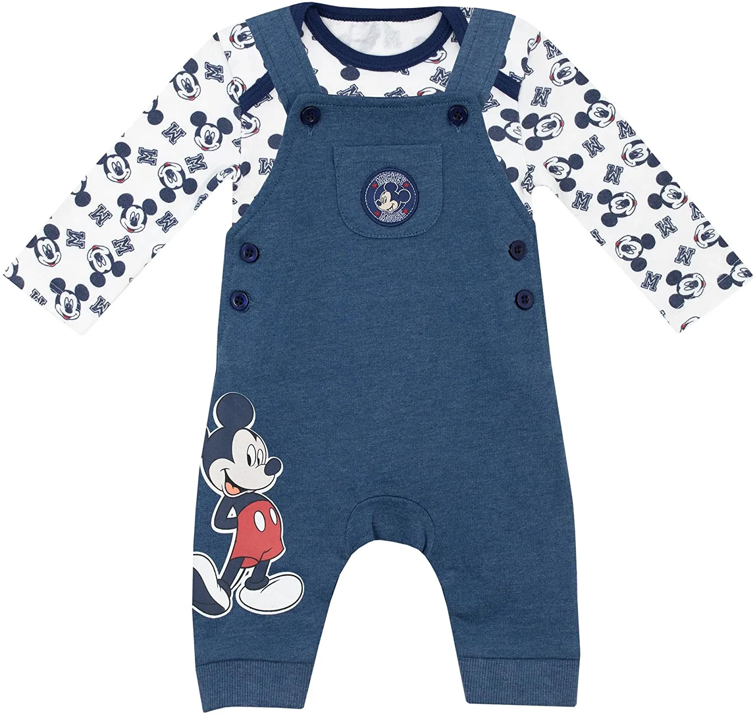 Disney Mickey Mouse Bodysuit & Dungarees Baby Boys Set