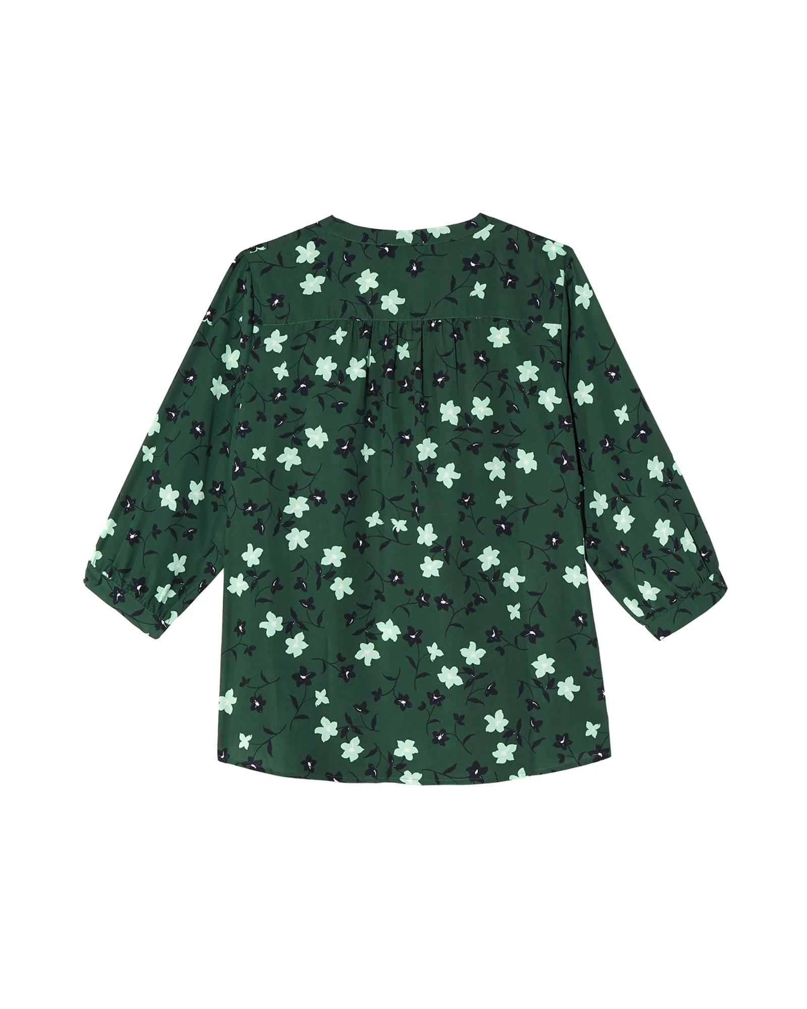 Dixie 3/4 Tie Sleeve Blouse | Forest Green / Mint