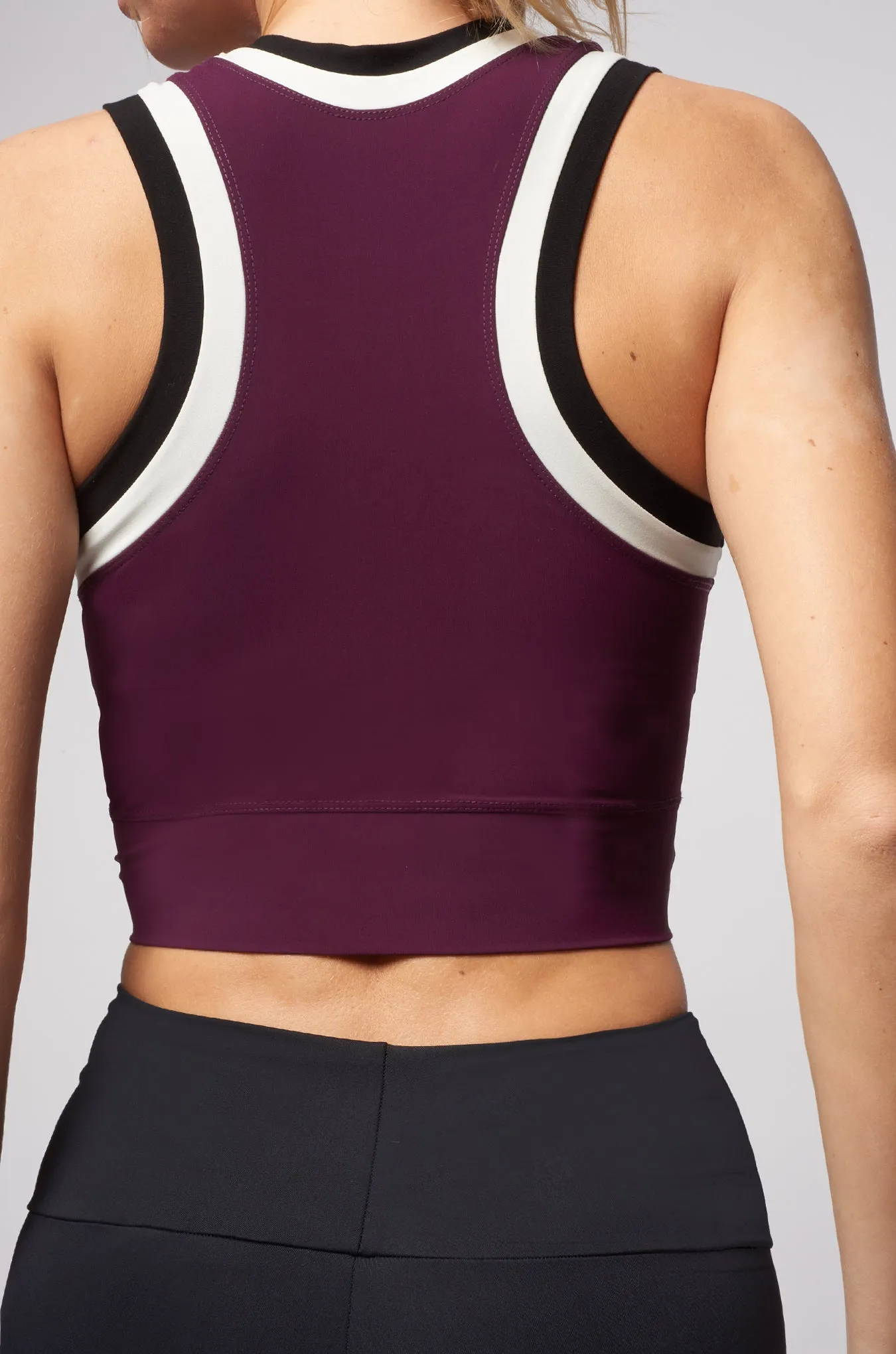 Double Trimmed Cropped Tank Black