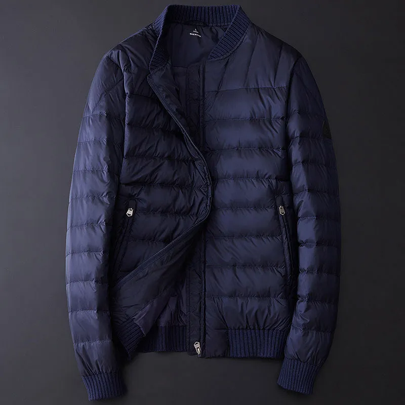 Down jacket men's short light coat baseball collar