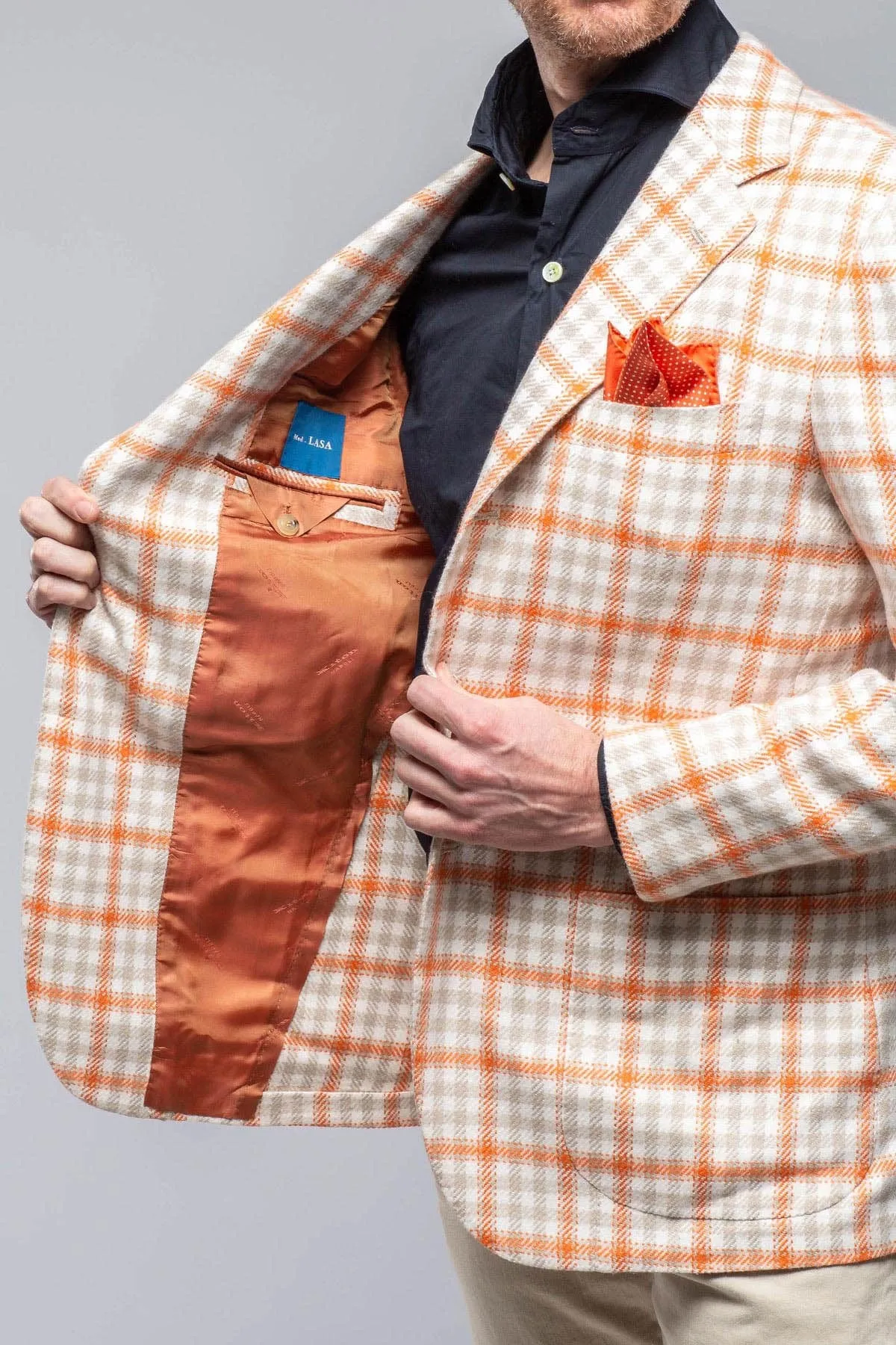Eagan Cashmere Sport Coat in Cream and Orange