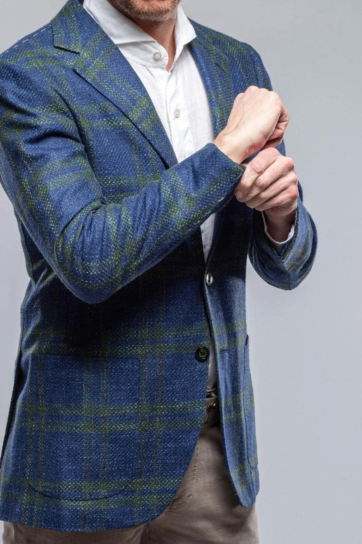 Elko Cashmere Sport Coat in Blue and Green