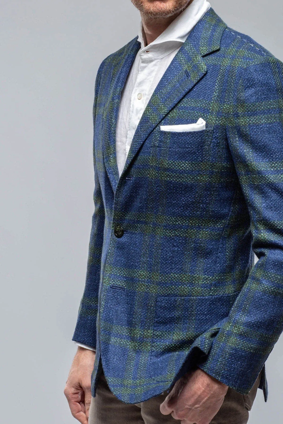 Elko Cashmere Sport Coat in Blue and Green