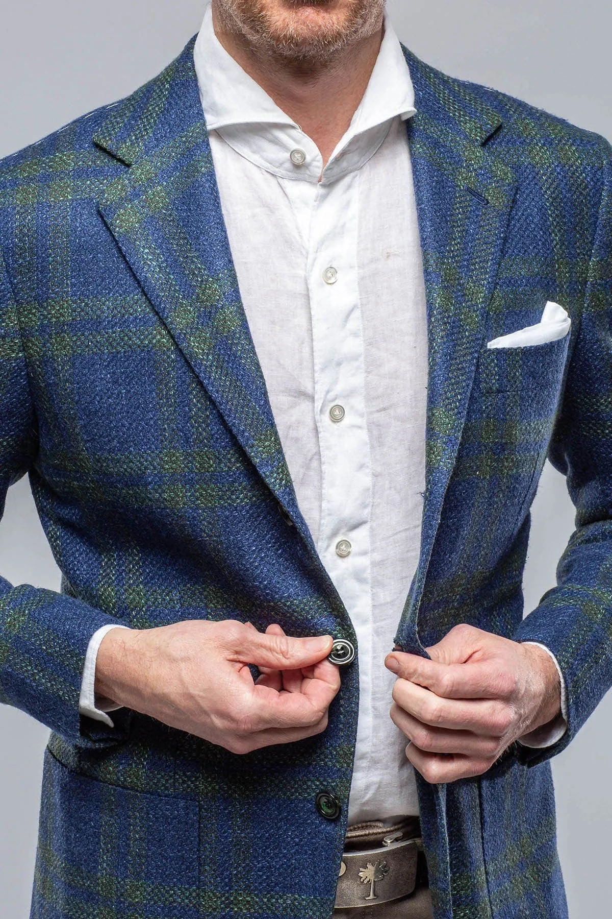 Elko Cashmere Sport Coat in Blue and Green