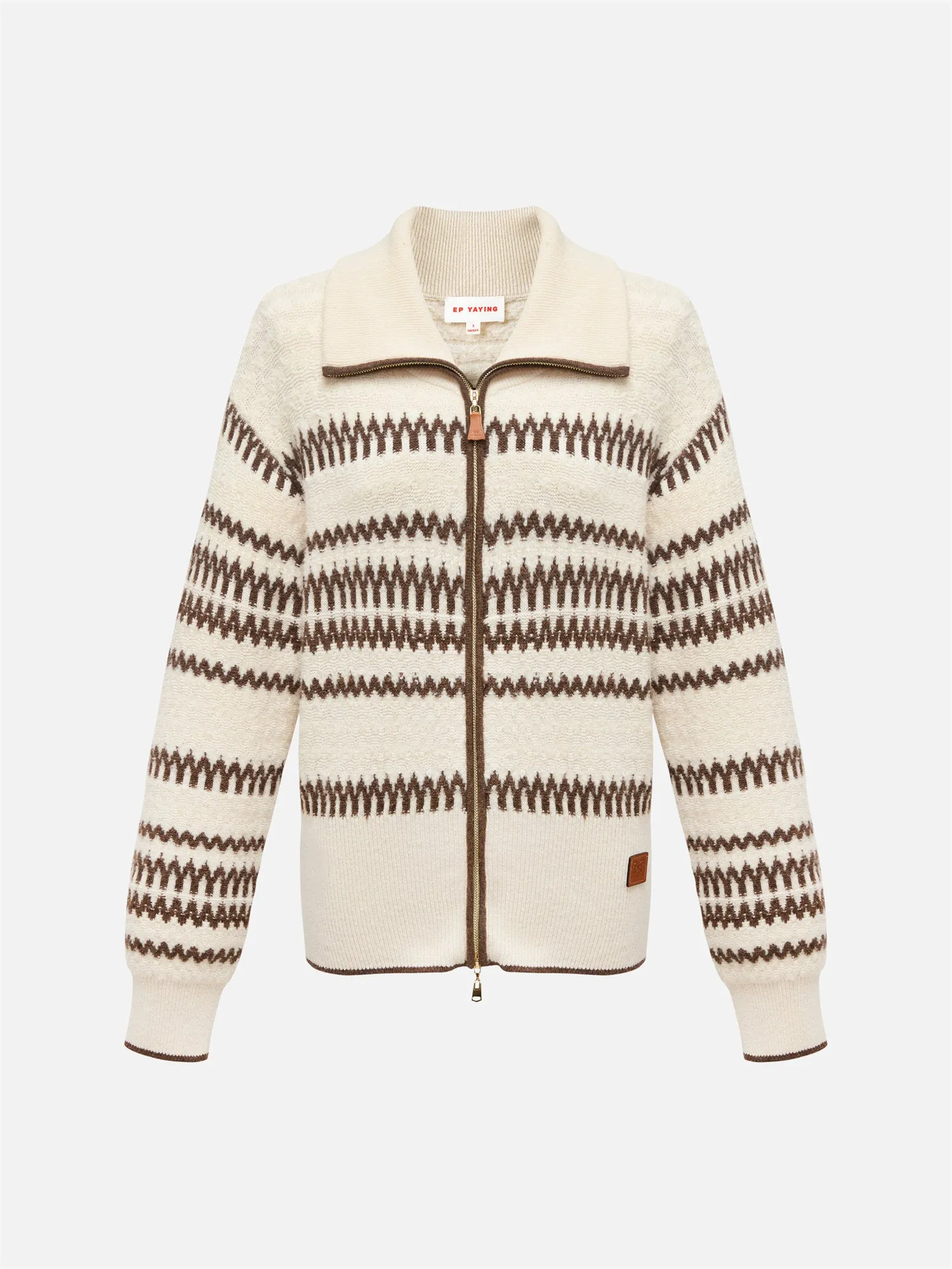 EP YAYING Zip-Up Knitted Cardigan