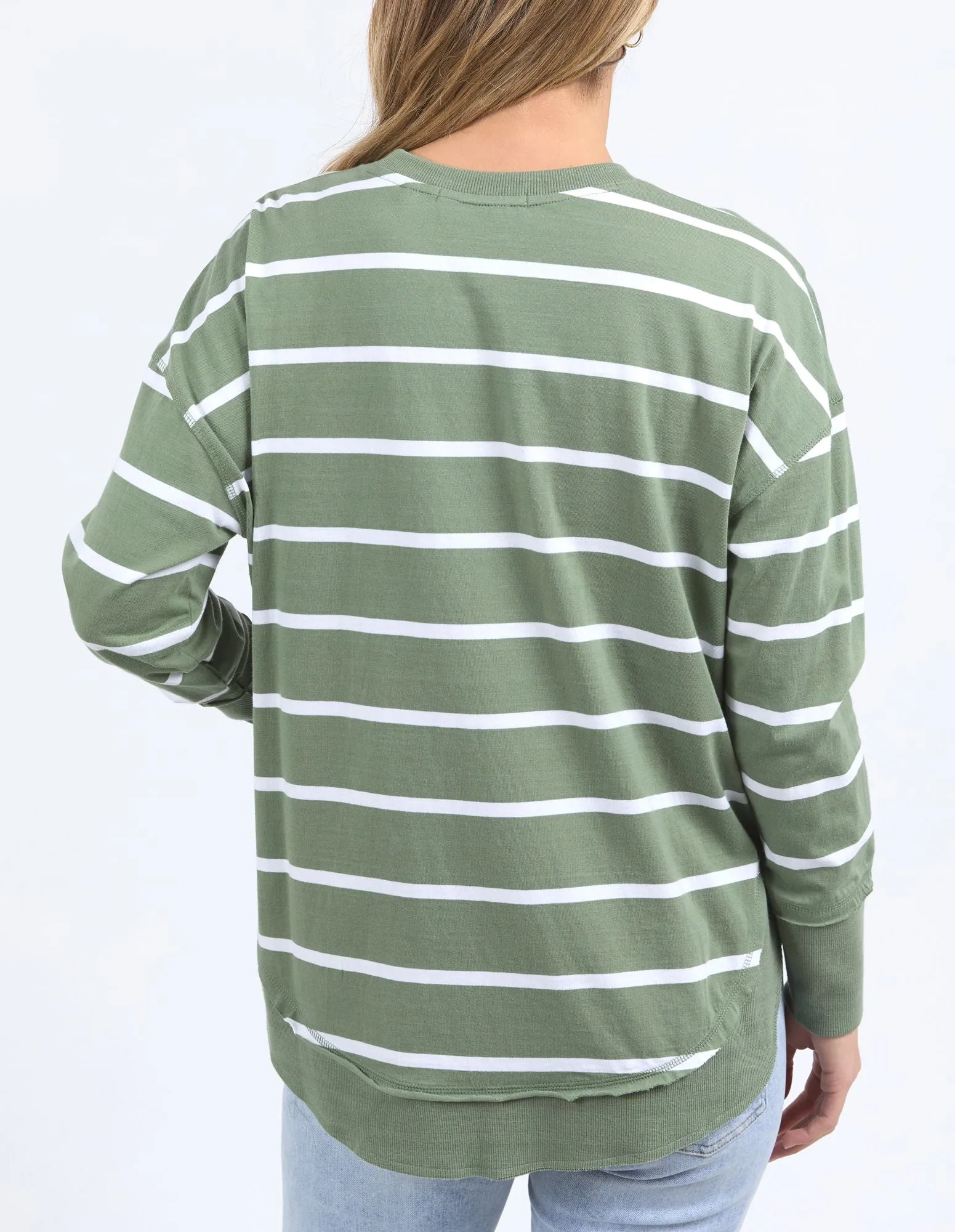 Farrah Stripe Long Sleeve - Sage & White Stripe