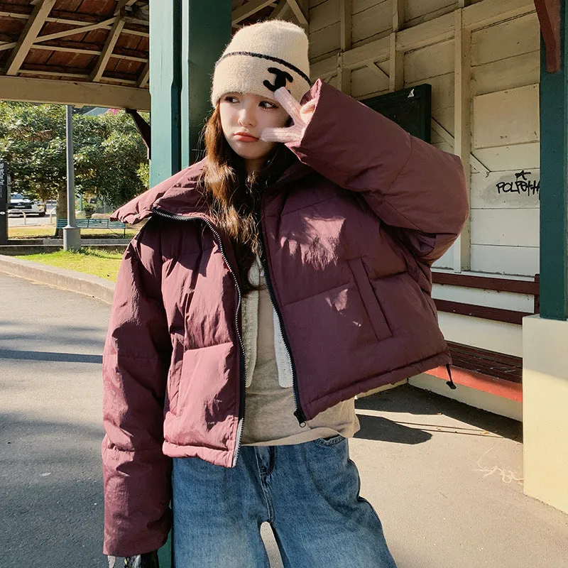 Fashionkova mens winter outfits Pink Stand Collar down Jacket Winter Female 2024 Korean Gentle Wind Light Short 90 White Duck down Bread Coat
