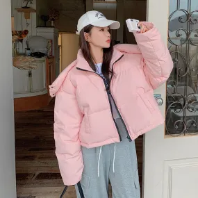 Fashionkova mens winter outfits Pink Stand Collar down Jacket Winter Female 2024 Korean Gentle Wind Light Short 90 White Duck down Bread Coat