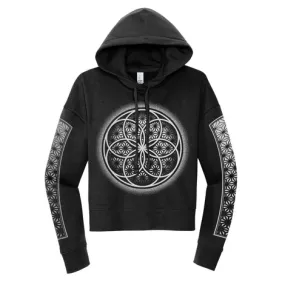 First Earth - Flower of Life - Black - Crop Hoodie