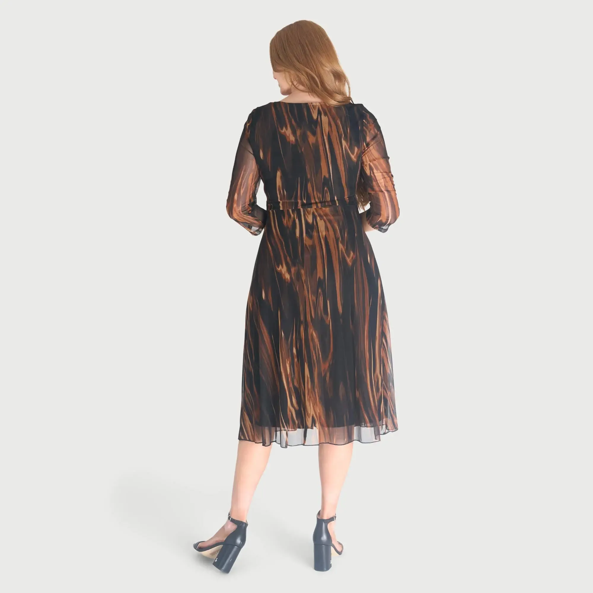 Florence Spice Sheer Sleeve Midi Dress