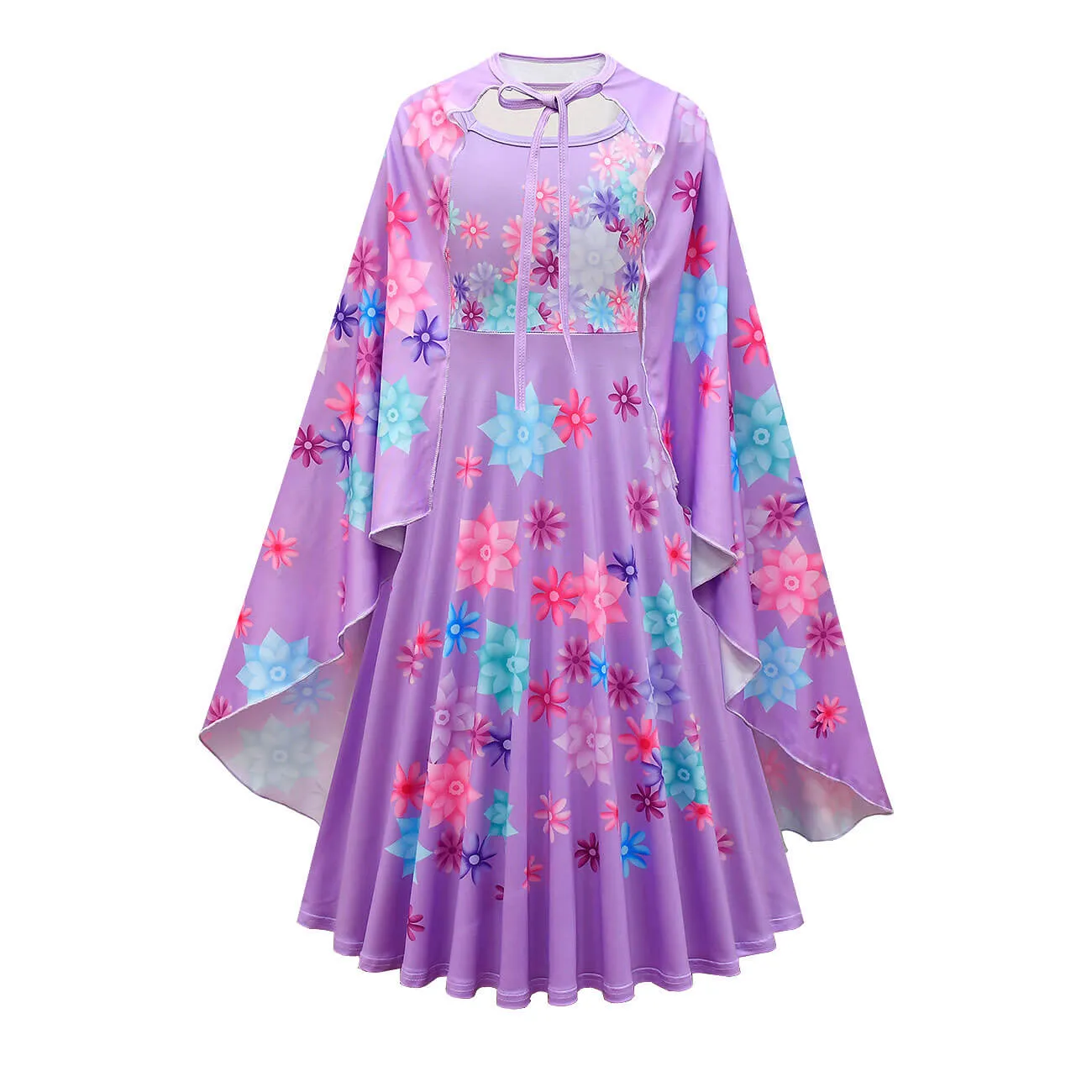 Flower Princess Isabela Long Sleeve Dress Girls Isabela Mardrigal Magic Cosplay Dress with Bag and Cloak